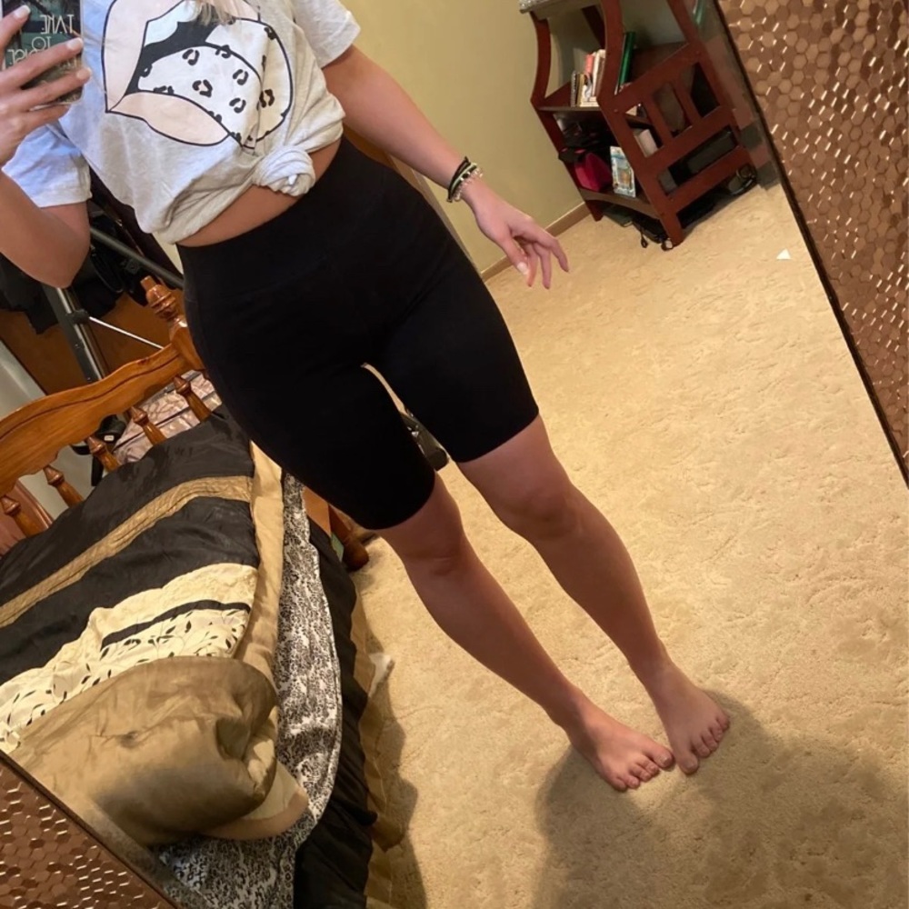 High rise black spandex biker shorts